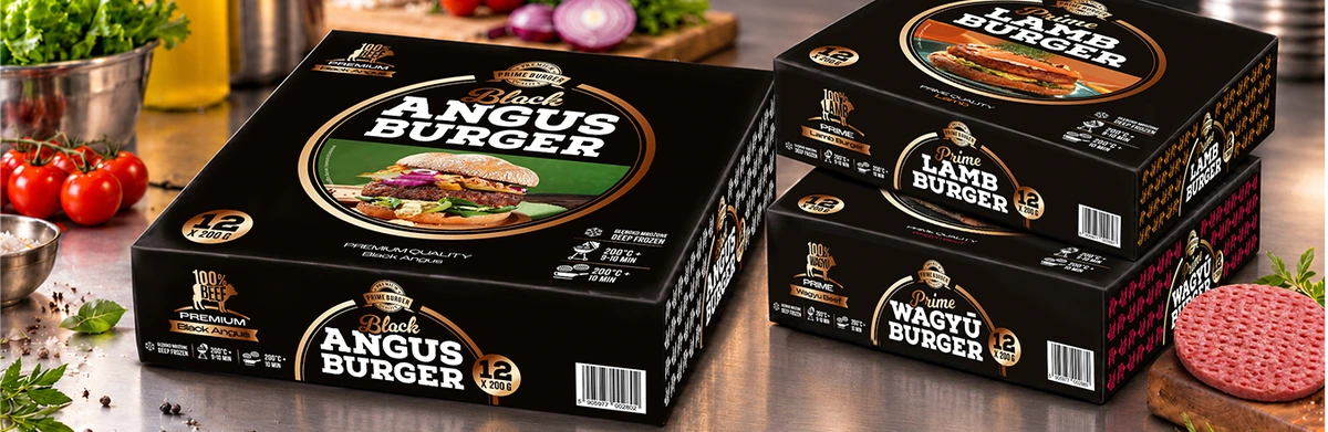 Czarne opakowania burgerów Koliber Food
